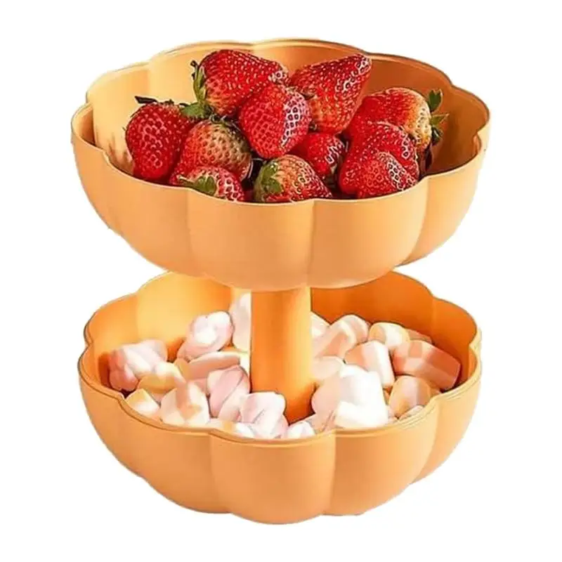 Pumpkin Bowl Double Layer Pumpkin Nut Bowl Multi-Compartment Snack Holder for Halloween Thanksgiving and Holiday Parties