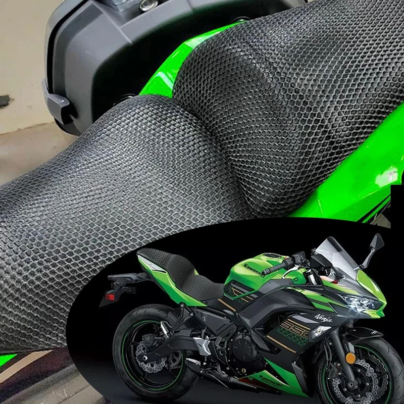 Motorcycle 3D Honeycomb Mesh Seat Cover Nylon Fabric Breathable Saddle Cover For Kawasaki Z650 Z 650 Ninja650 Ninja 650