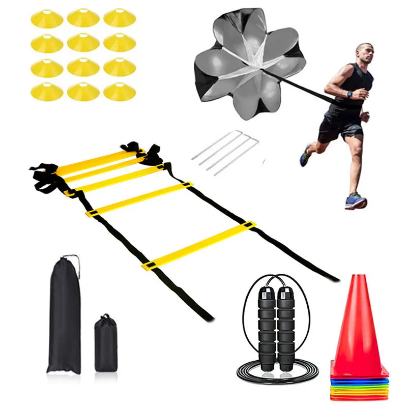 1Set Football Soccer Agility Training Ladder With Dics Cone Fitness Speed Resistant Parachute Chute Running Umbrella Equipment