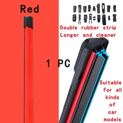 Red Car Windshield Wiper blades Universal Soft Double layer Rubber Frameless Bracketless wipers 14