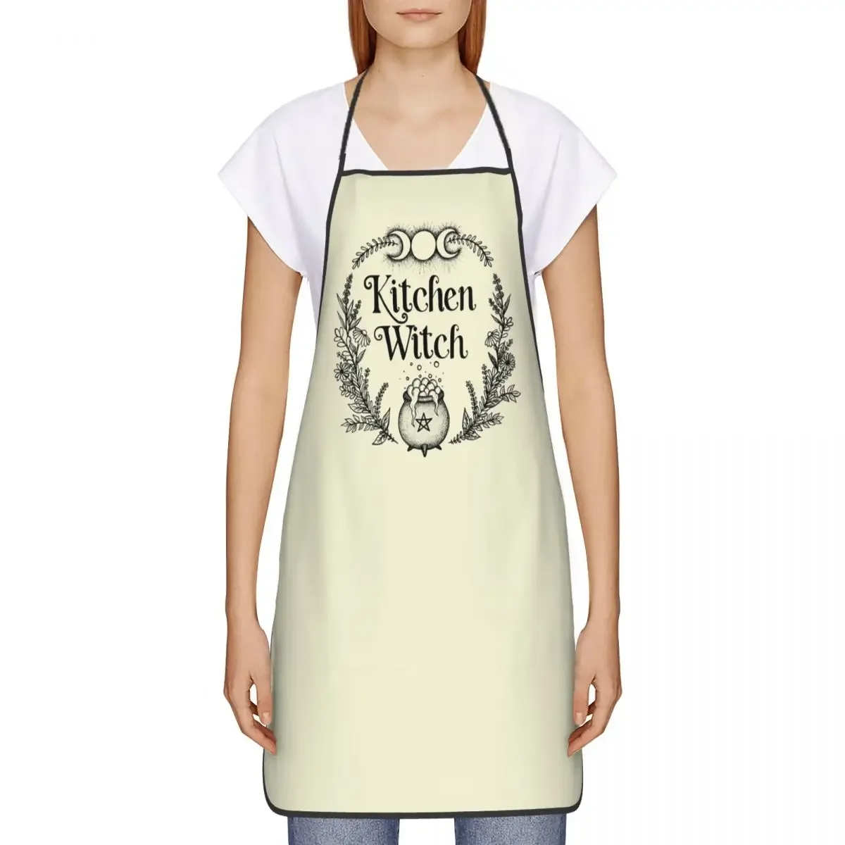 Funny Kitchen Witch Bib Apron Women Men Unisex Chef Tablier Cuisine for Cooking Baking Painting