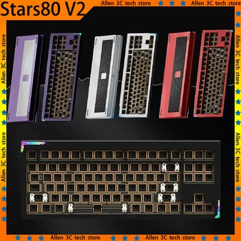Original weikav stars80 v2 kit de teclado mecânico sem fio 3 modo cnc liga alumínio qmk via personalizado gamer pc jogos teclados