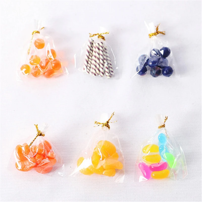 Dollhouse Miniature Food Mini Bag Fruit Orange Candy foods for blyth bjd dolls Kitchen Accessories