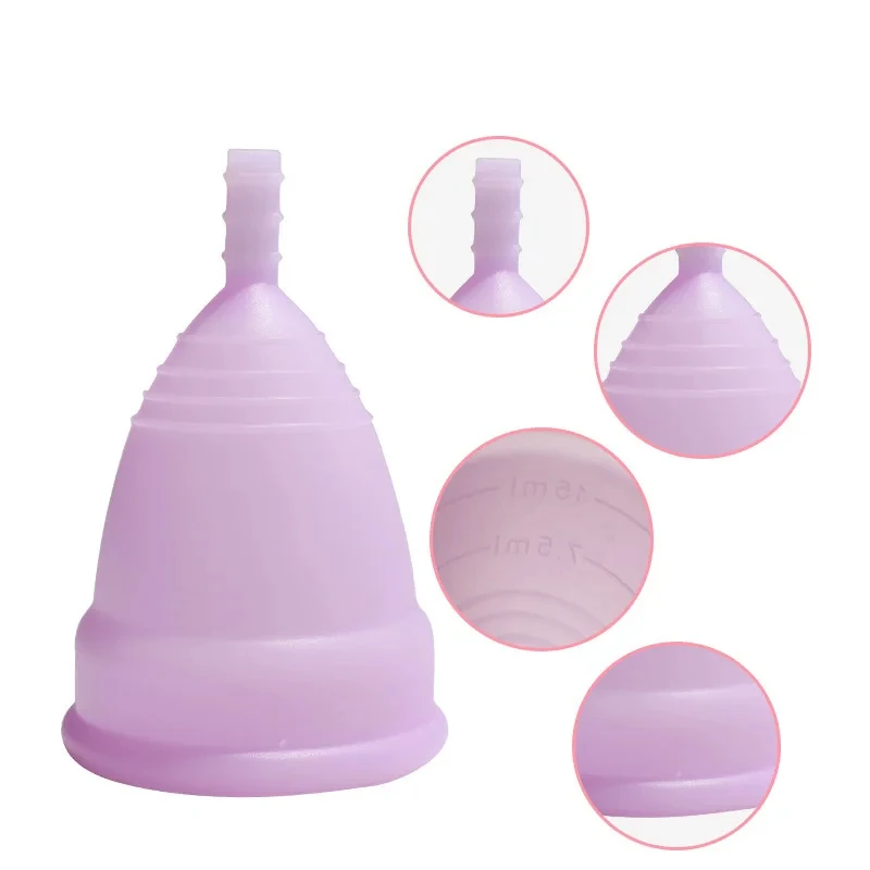 Foldable and retractable menstrual cup with lid, portable women\'s sports and side leakage prevention silicone monthly cup