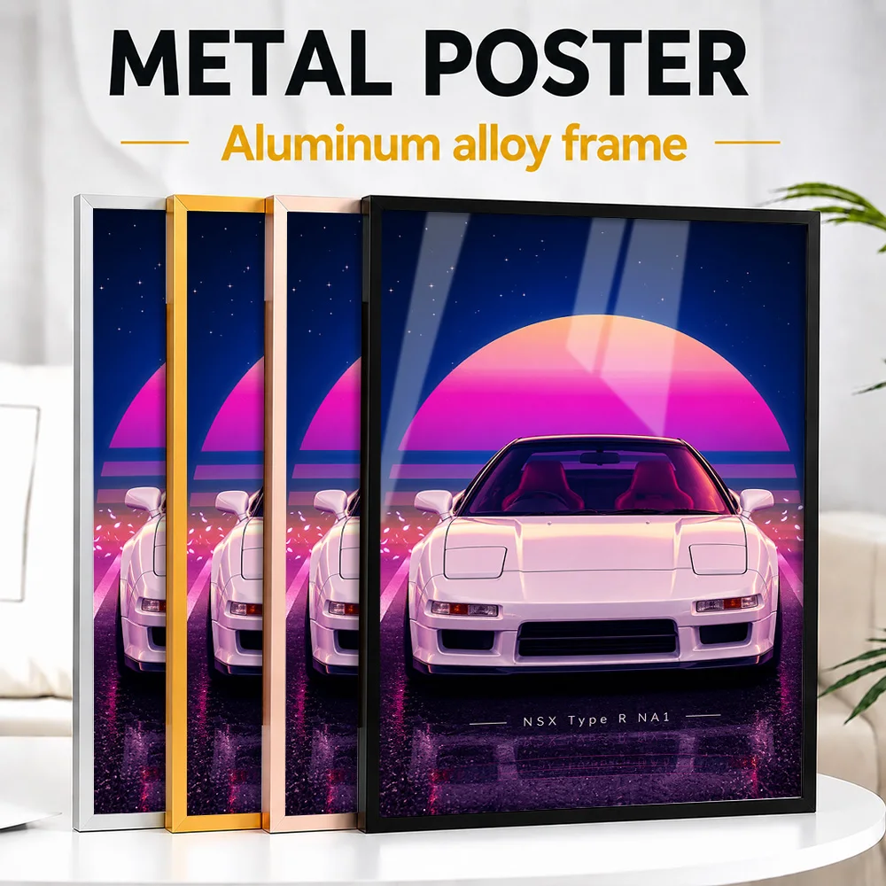 Japanese NSX Type R NA1 Championship White Sports Car Framed Metal Poster Personalized Garage Legacy Wall Art Gift For Drivers