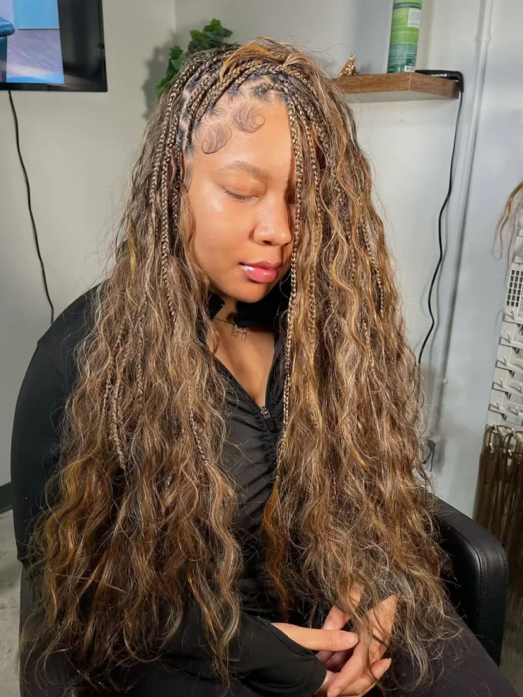 P4/27 تسليط الضوء على العسل شقراء براون الجسم موجة Knotless حزم لحمة لضفائر بوهو وصلة إطالة شعر طبيعي حزم تجديل السائبة