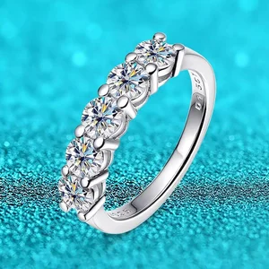 JoyceJelly Cincin Moissanite VVS Warna D 4mm untuk Wanita Total 1.5 CT Perhiasan Perak Murni S925 Cincin Kawin Penguji Berlian 6 cincin dy penjualan terbaik - №