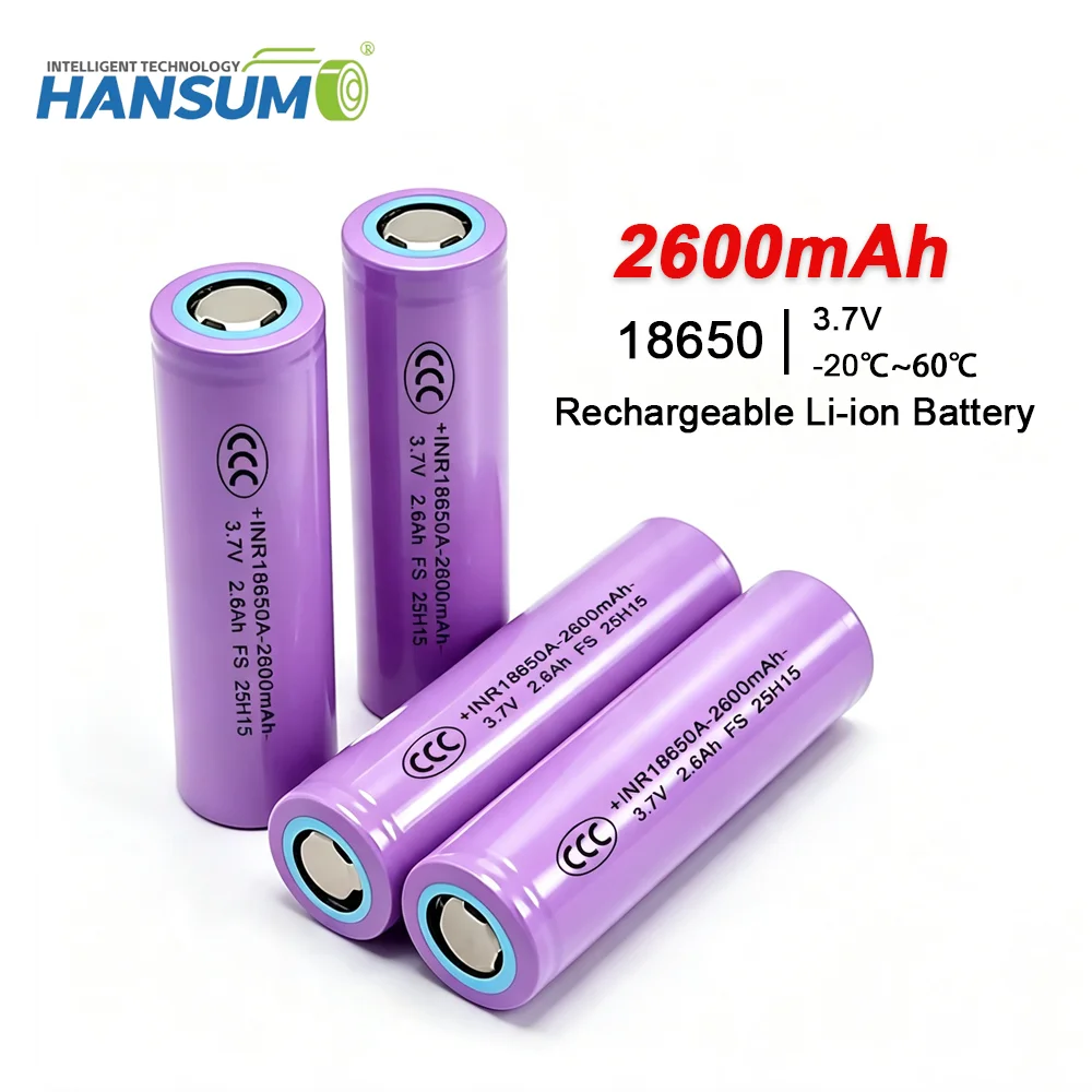 HANSUM 18650 Battery 2600mAh 3.7V Rechargeable Batteries High Power 18650 Lithium Battery For Electrical Toys Flashlight Tools