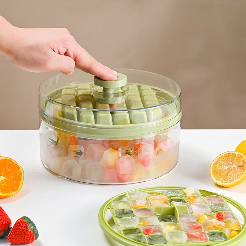 

One Click Deicing Easy Demolding Auxiliary Food Ice Cube Mold DIY Ice Cube with Cover Ice Storage Box