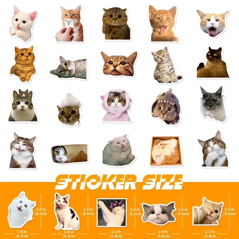 50pcs Cartoon Personalized Cat Creative Graffiti Decoration Sticker