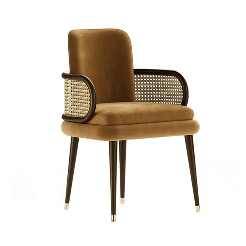 

dining chair Solid wood dining chair Rattan Nordic backrest B & B Home soft bag Medieval chair Internet celebrity wabi-sabi