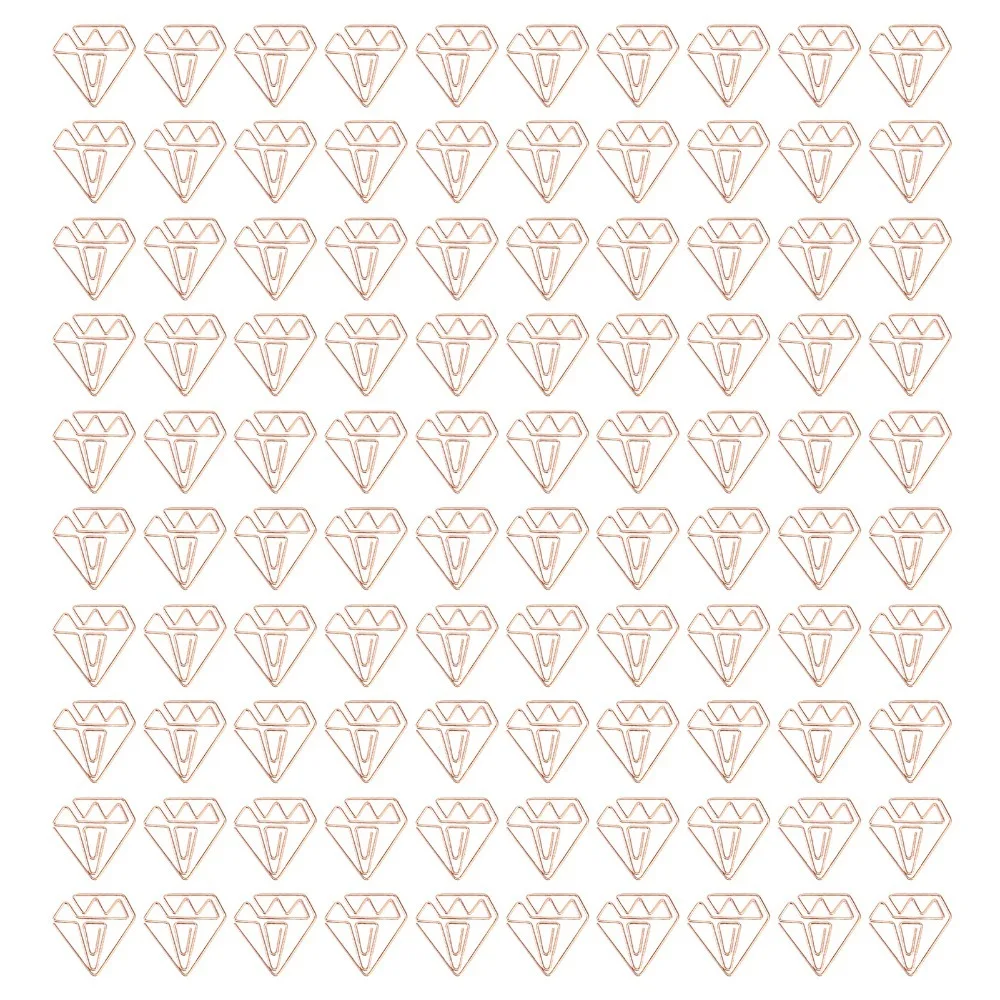100pcs-clips-metal-rose-gold-paper-clips-small-rose-gold-diamond-paper-clips-multifunctional-planner-clips-wedding-decoration