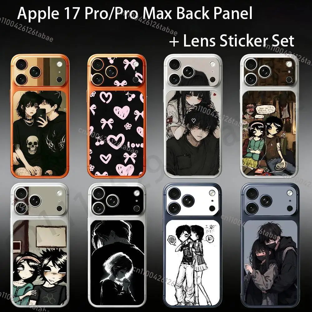 

Love Black And Cute Emo Goth For iPhone 17Pro/ProMax Battry Back Cover with Camera Decal Skin Rear Protective Sticker Film