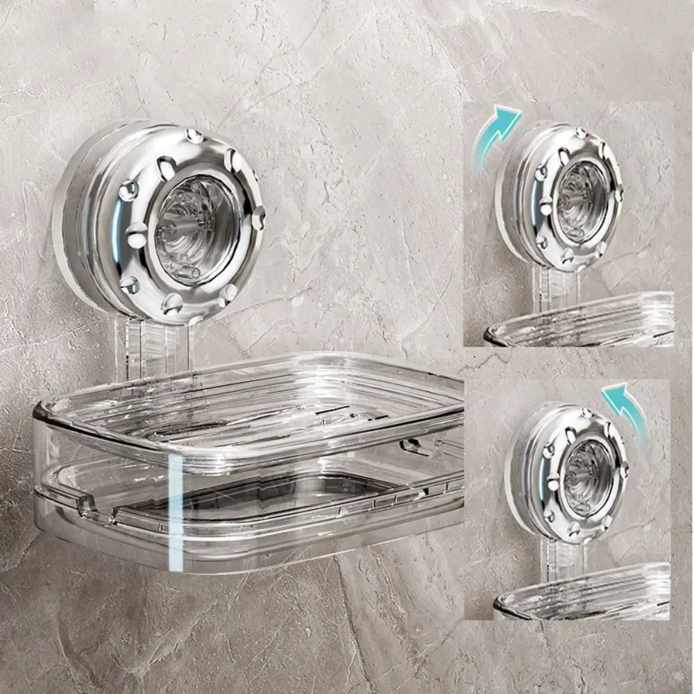 

Suction Cup Bathroom Soap Box Transparent No Punching Soap Rack High Appearance Level Wall Hanging Toilet Soap Dish Household
