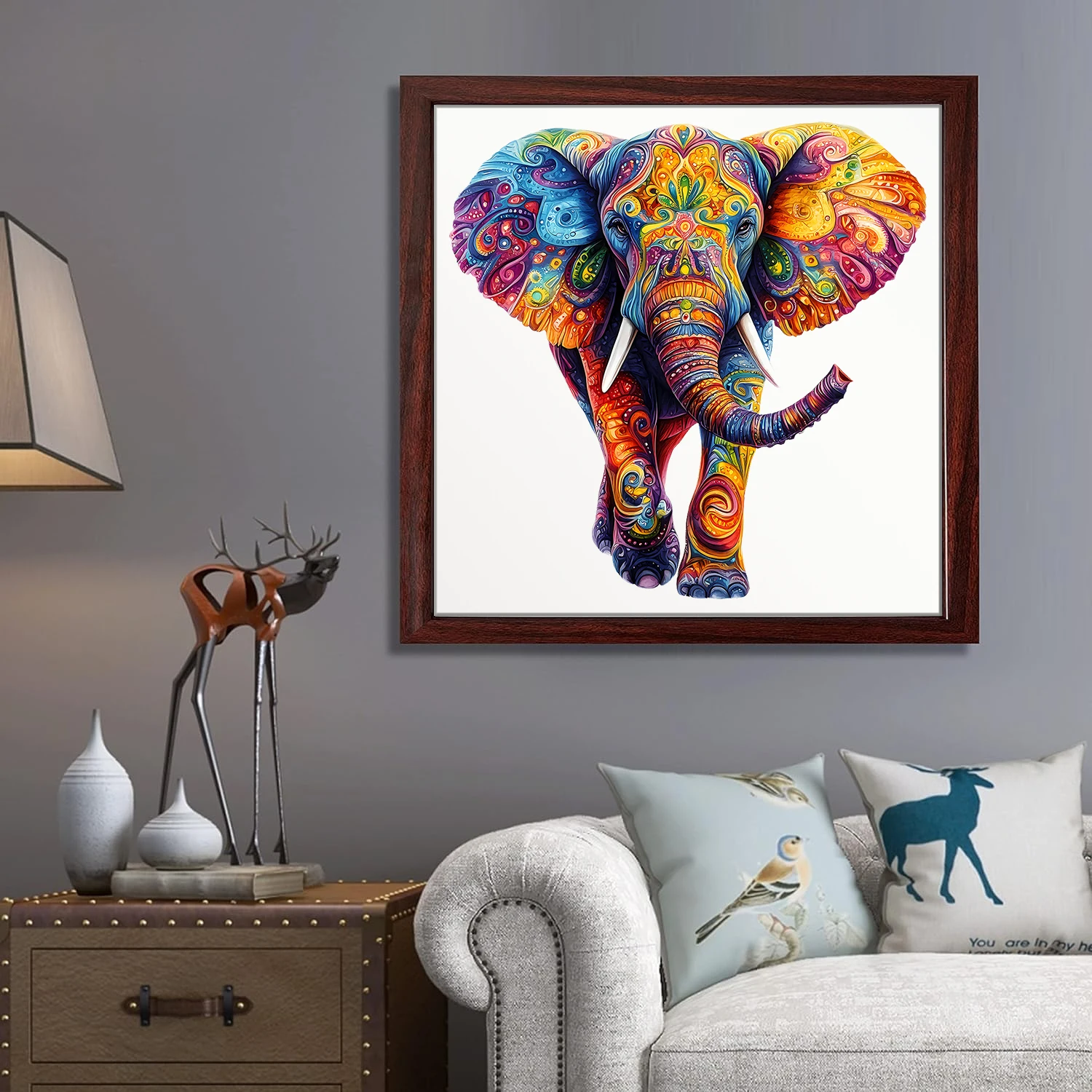 „Elefant Holzpuzzle |   Unregelmäßige Formen und gemischte Farben • Familien- und Partyspiel • Fokus-Trainingsspielzeug für Jungen und Mädchen • Perfekt