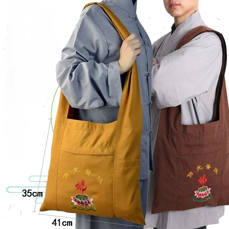 Buddhist Monks Martial Arts Bag Canvas Single Shoulder Meditation Arhat Canvas Abbot Nunlay Bags Cosplay Accessories