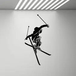 Ski Wall Decal Skier Poster Gym Mural Winter Games Skiing SPORTS Vinyl Wall Sticker Home Decor Teen Room Living Room Z726