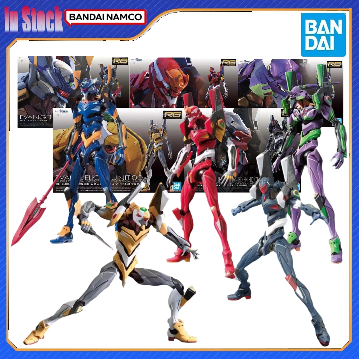 

Genuine Bandai Original Evangelion RG 1/100 Unit 00 01 Model 02 Mark 06 EVA 03 Enchanted Action Figure Model Kits Gift for Kids