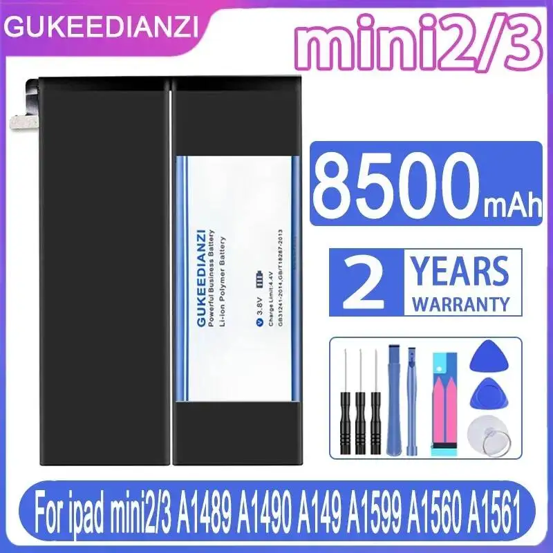 

Tablet Battery For Apple Ipad Mini 2 3 A1489 A1490 A1491 A1599 A1560 A1561 Reliable Power Supply High-Capacity Mini23 8500Mah