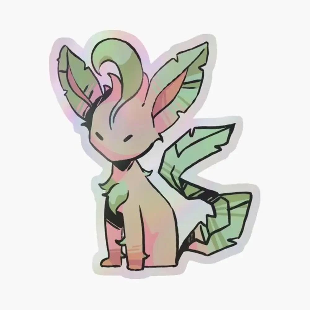 

Leafeon Holographic Sticker for Laptop Decor Bedroom Car Cute Cartoon Art Fashionable Public Suitcase