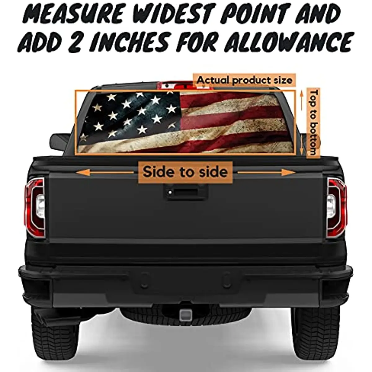 Oasisdream Rear Window Sticker American Flag Graphic Perforated Vinyl Decal for Truck Car SUV Van Patriotic Decoration Small Siz