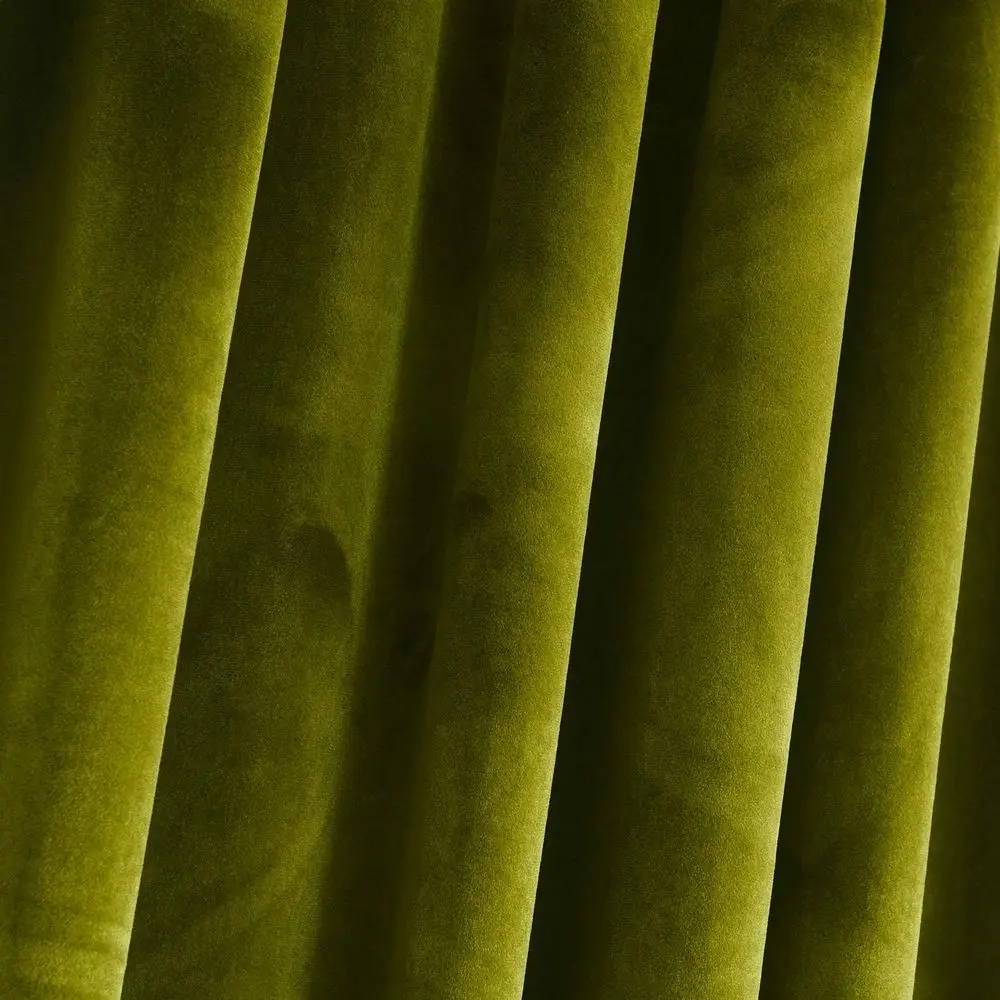 Olive Green Velvet Curtains, 108 Length, 2-Panel Set, Insulated for Living Spaces