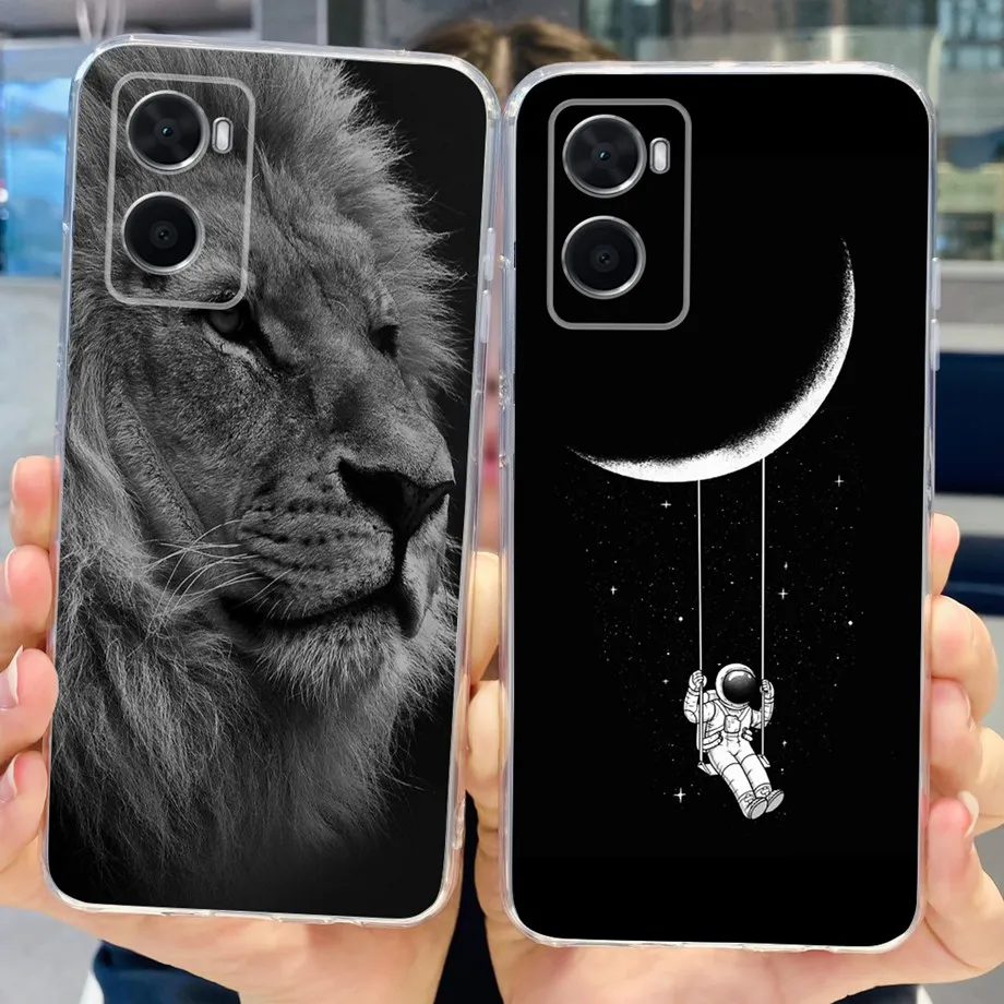 For Oppo A96 Global Version Phone Case Transparent Soft TPU Bumper Cover For Oppo A76 A36 4G Stylish Cute Capas On OppoA96 4G