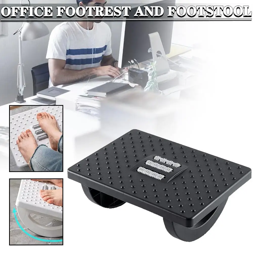 Under Desk Footrest Ergonomic Footrest with Massage Rollers Pain Relief Leg Support Portable Desk Leg Rest for Home Office