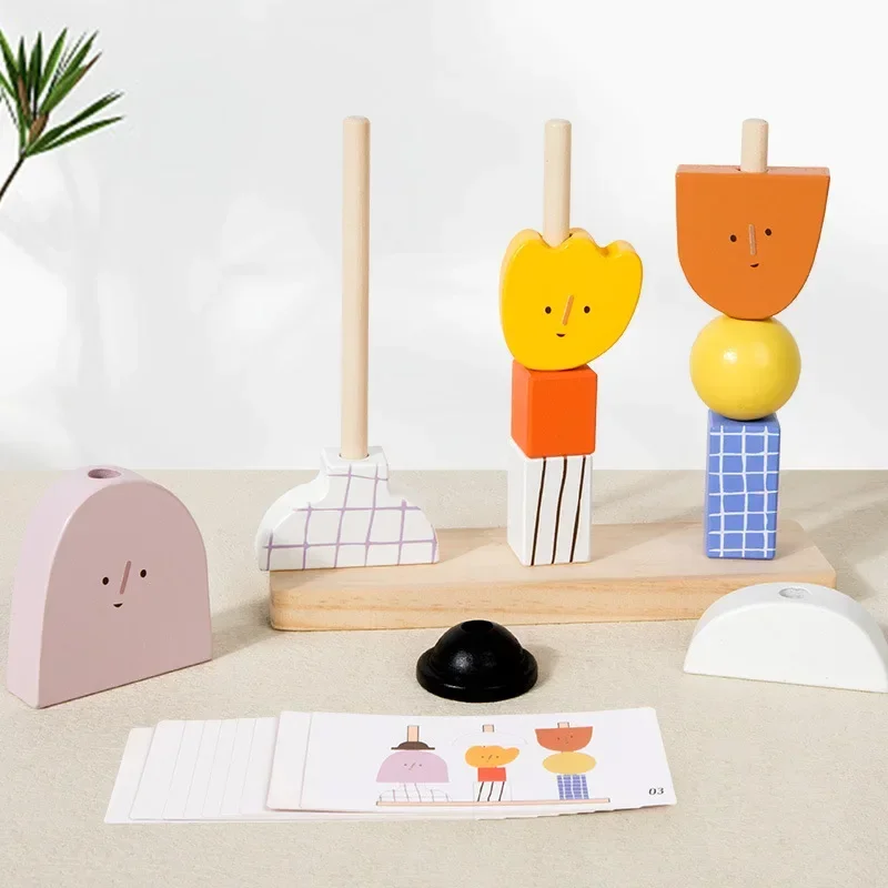 Baby Block Stacking Matching Puzzle Game Montessori Toys Shape Cognition Thinking Logical Creative Educational Toys for Tooddler
