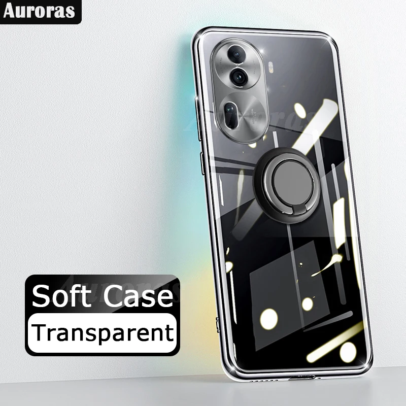 Auroras For OPPO Reno 11 Pro 5G Case Adsorbable Ring Clear Silicone Shockproof Soft Shell For OPPO Reno 10 Pro Back Cover