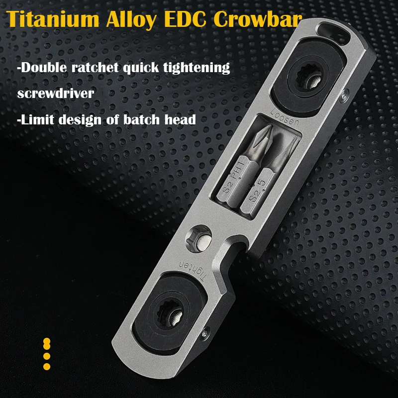 Titanium Alloy TC4 Crowbar EDC Tools Screwdriver Wrench Hand Outdoor Camping Gear EDC Multifunction Tools Gift