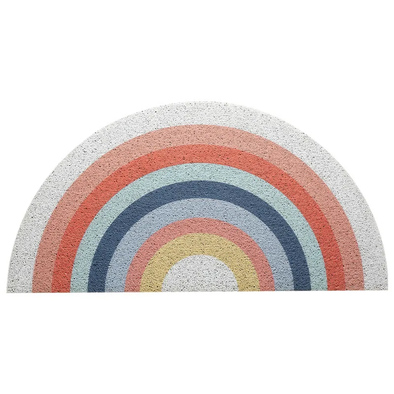 Semi-circular Coil Door Mat Wear-resistant Non-slip PVC Dust-removing Mats Home Entrance Decorative Floor Mat 45x90CM