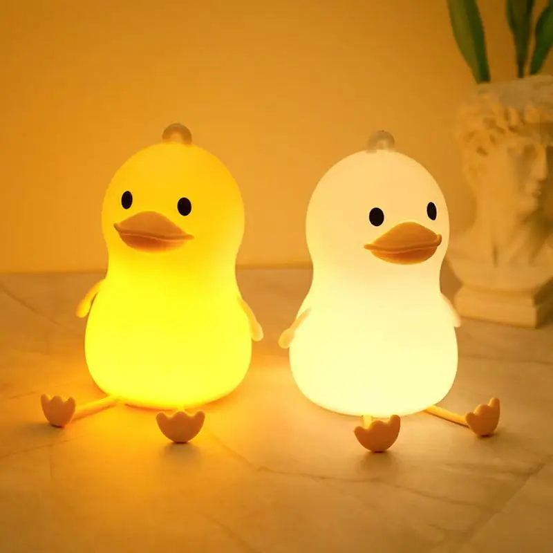 Silicone Bedside Nightstand Table Lamp Cute Duck Shape Night Light Soft and Comfortable Duck Lamp for Children's Bedroom