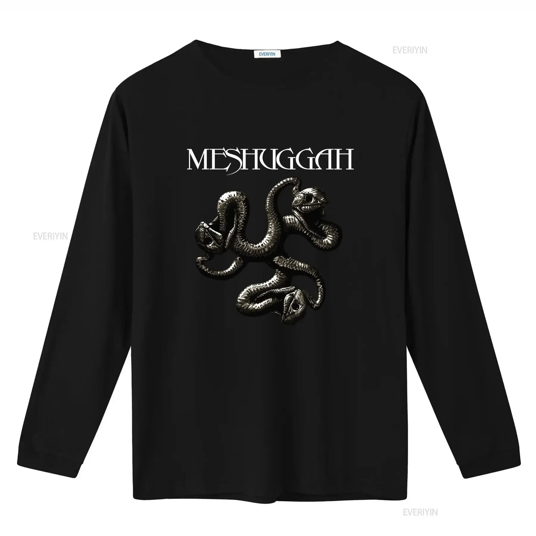 Vintage Meshuggah Band Black Cotton T Shirt Size S 4XL with Intricate Snake Design PP472 vintage Washed Breathable Slightly