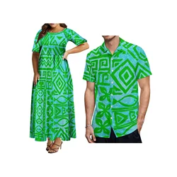 New Design Island Style High Waist Crew Neck Half Sleeve Maxi Ladies Dress Casual Long Dresses Women Custom Polynesian Clothing