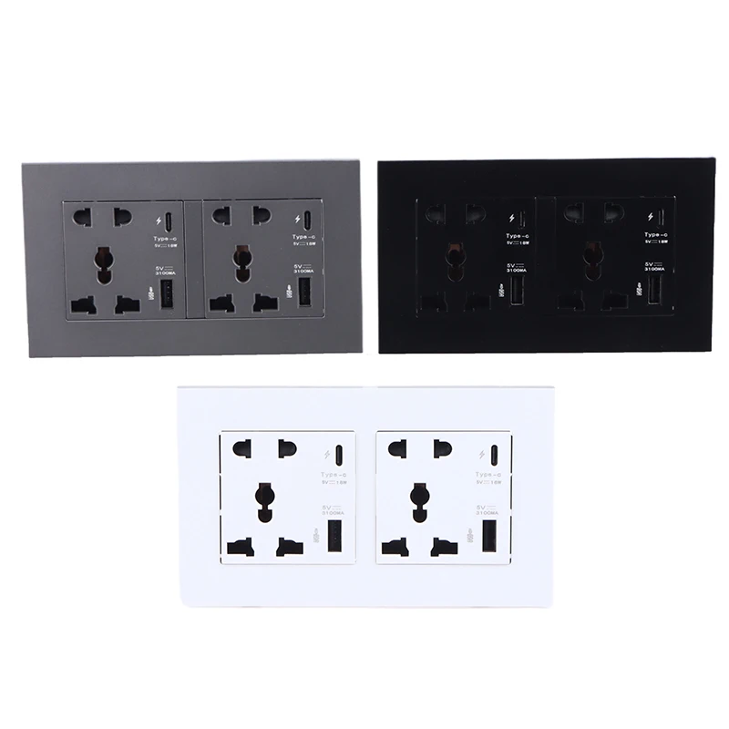 【Y】4000MA Type C Port USB Outlet Household Embedded Wall Power USB Socket Modern Electrical Wall Panel for Home Office