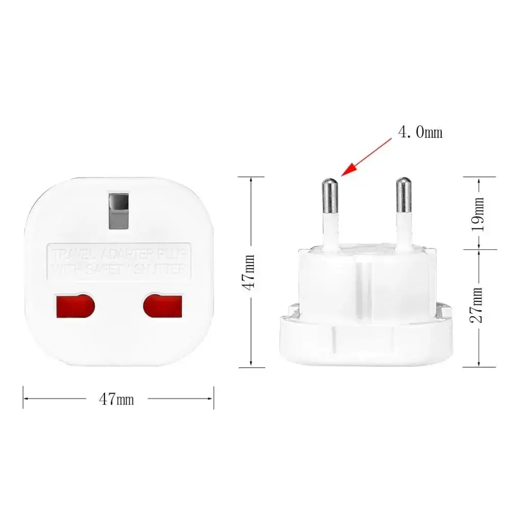 Socket Plug UK to EU Converter Durable Europe European Wall Socket Travel Adapter 3 TO 2 PIN Travel Accessory Outlet Connector