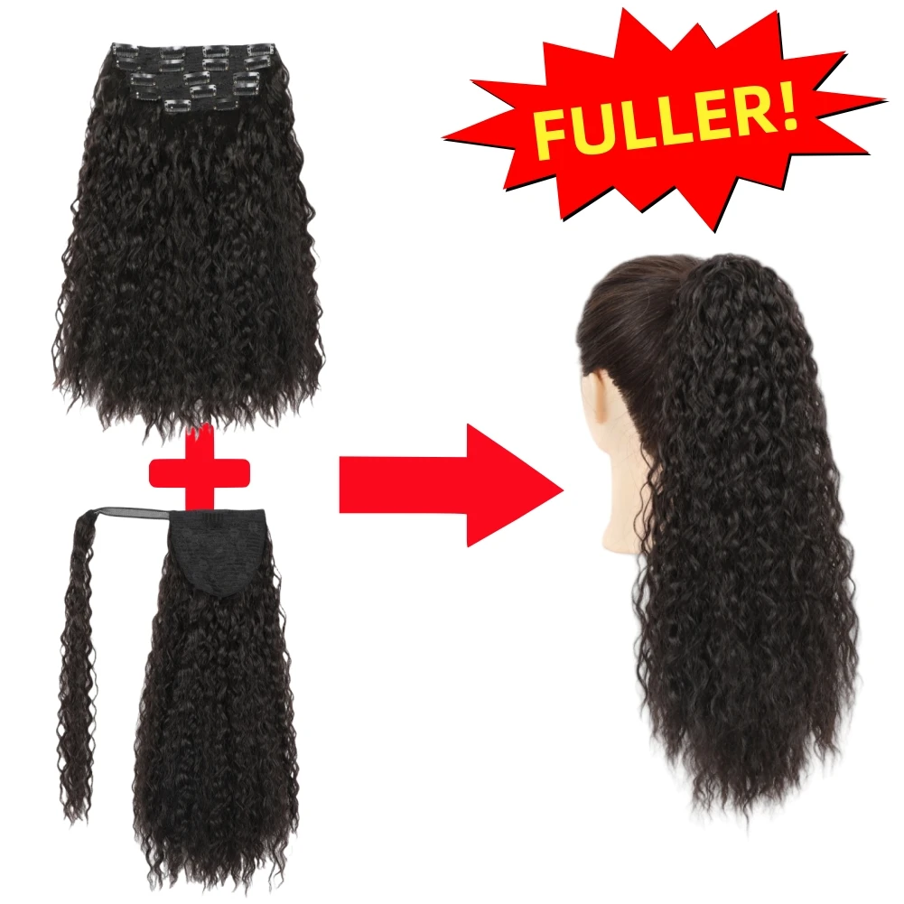 

Длинные вьющиеся синтетические хвостики и накладные волосы, универсальный набор, синтетические вьющиеся хвостики с запахом, вьющиеся волосы на заколке для женщин