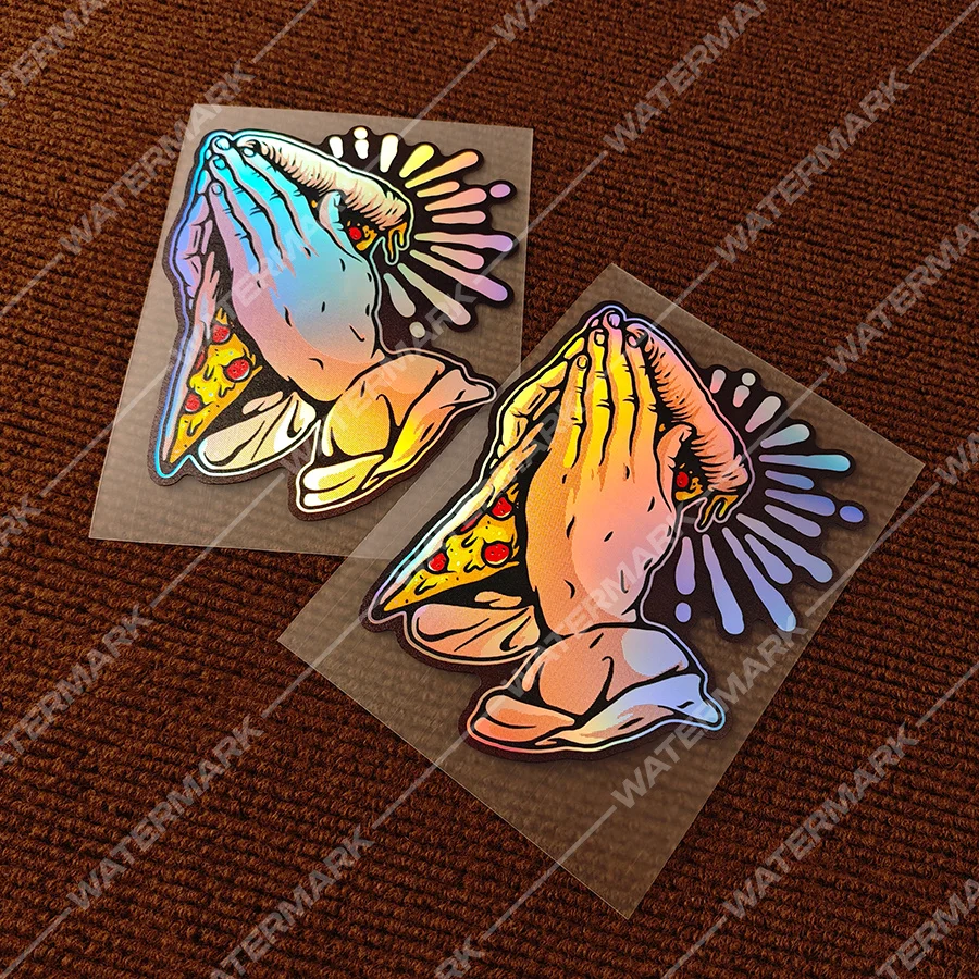 Jesus Prayer Hands Cross Sticker Holographic Vinyl Decal Waterproof Scratch Cover for Car Motorcycle EV Easter Decor