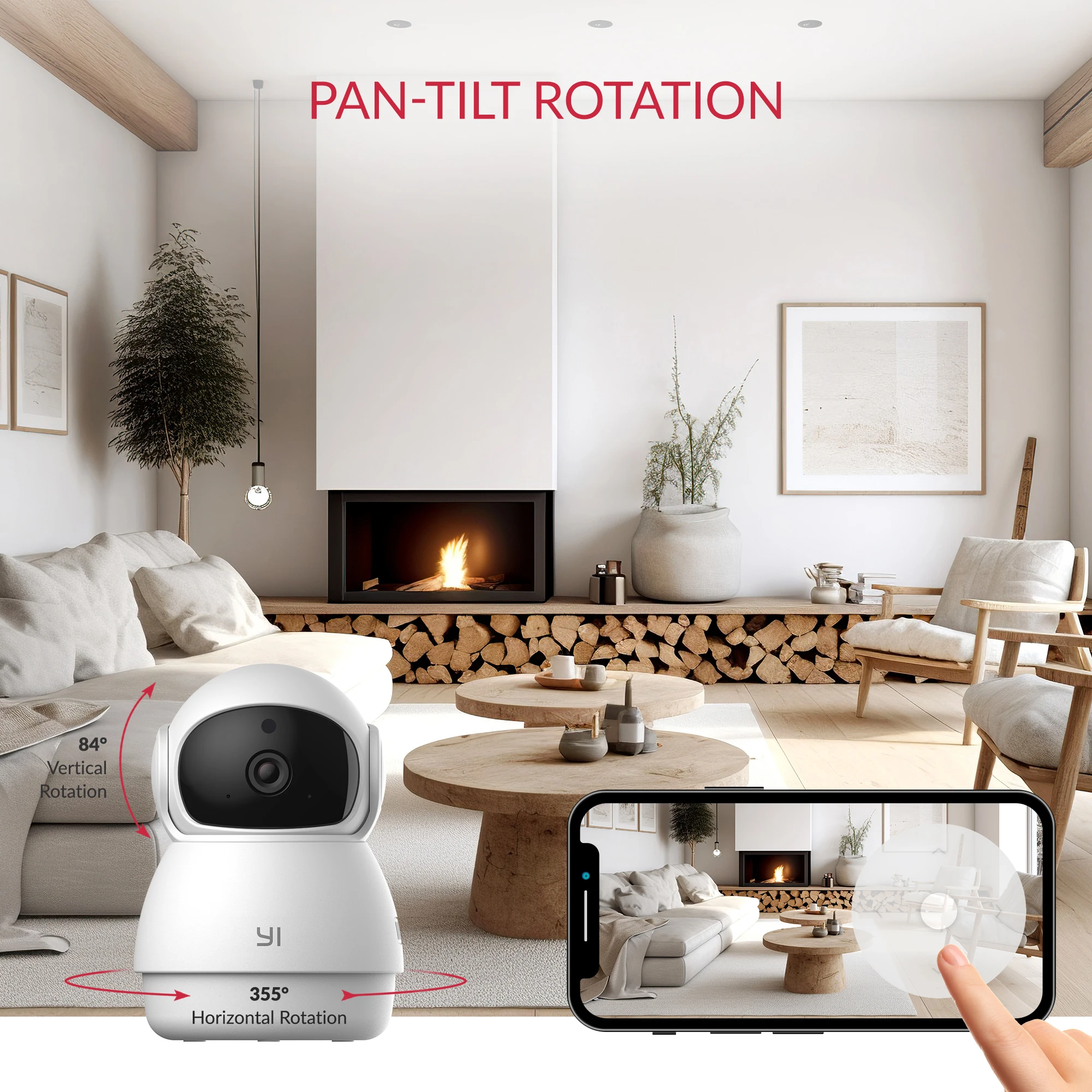 Câmera de segurança dome YI 2K 2.4G Smart Indoor Pet Monitoring Cam com visão noturna e detecção de movimento compatível com Alexa