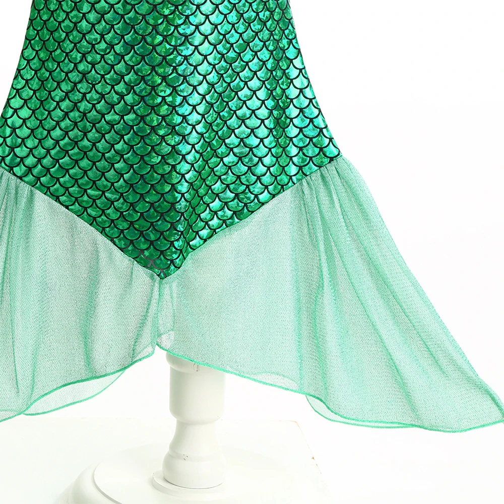 زي حورية البحر أرجواني بأكمام طويلة على شكل ذيل السمكة، فستان جميل لمجموعة حفلات الشاطئ للفتيات #6