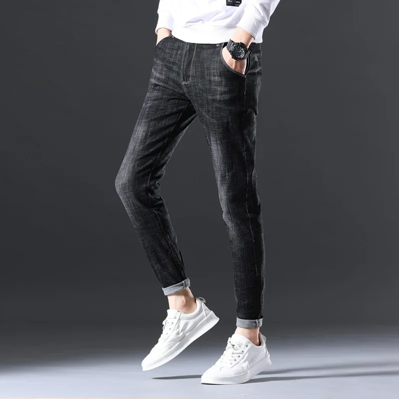 Jeans longs décontractés en coton pour hommes, pantalons de haute qualité, mode masculine, hiver, automne, nouveau, 2023