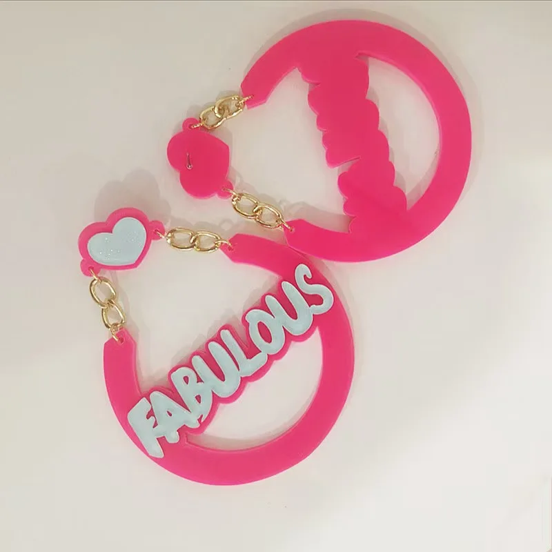 مبالغ فيها بشكل فردي الإنجليزية إلكتروني الأقراط فاسق الهيب هوب العصرية العلامة التجارية سلسلة الاكريليك إلكتروني الأقراط الأقراط الأقراط #2