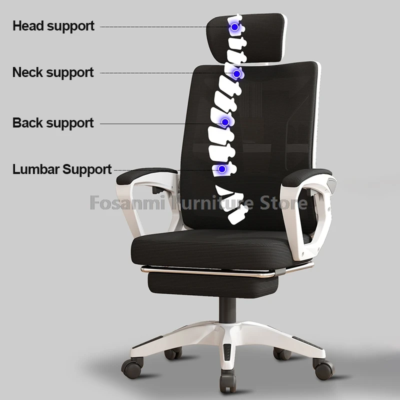 Reclining Home Office Chair with Adjustable Headrest Ergonomic Mesh Computer Chairs with Waist Rest Swivel Desk Armrests Chair