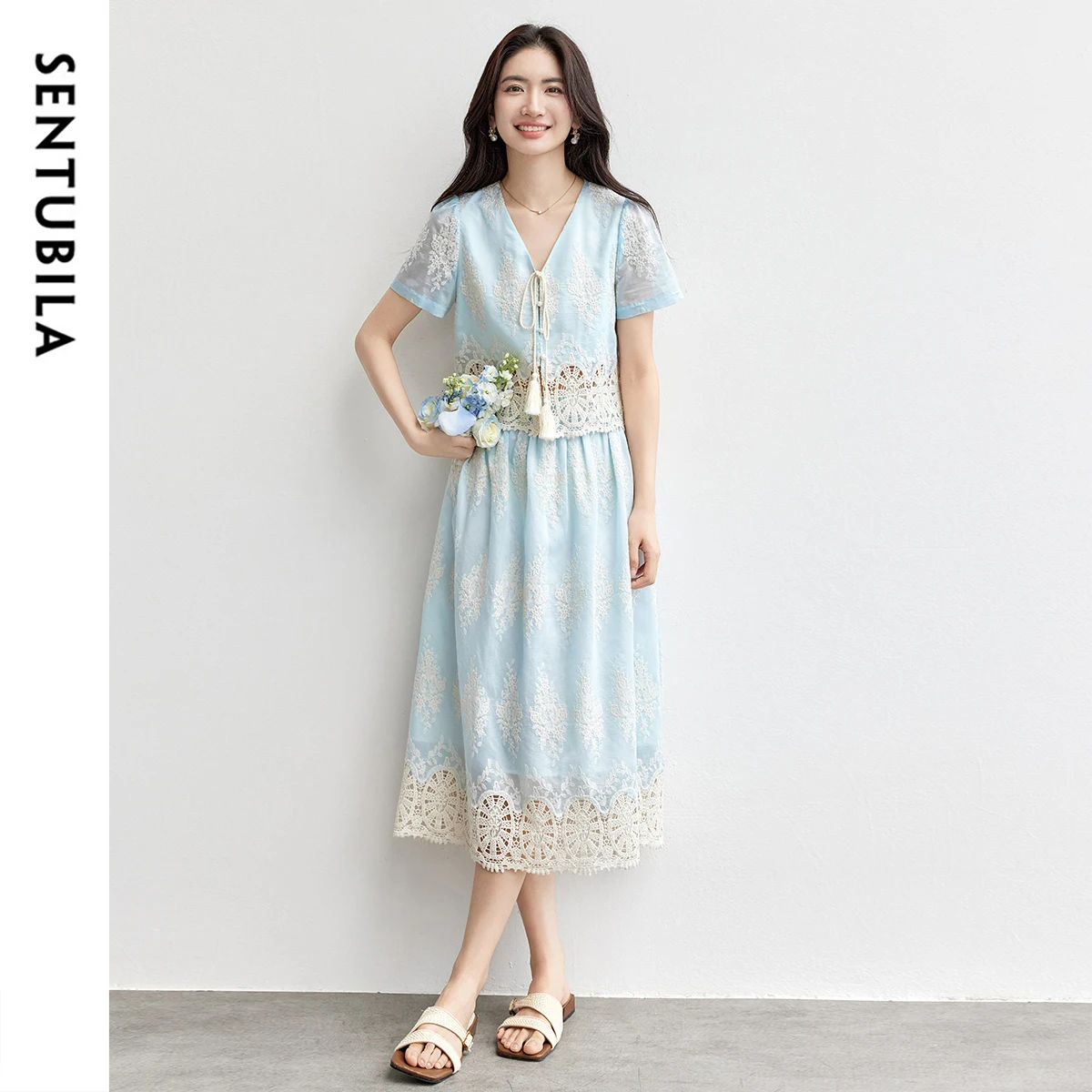 

SENTUBILA Summer Women's Suit with Skirt Two Piece Set 2025 Matching New Products Fringed Clothes Elegant Woman Outfit Q52ZB1933