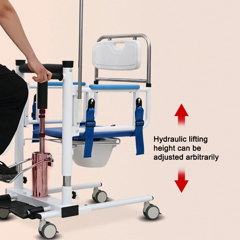 Chaise de transfert de levage de Patient hydraulique avec Commode de transfert de lit à chaise/Machine de changement de vitesse pour personnes âgées handicapées
