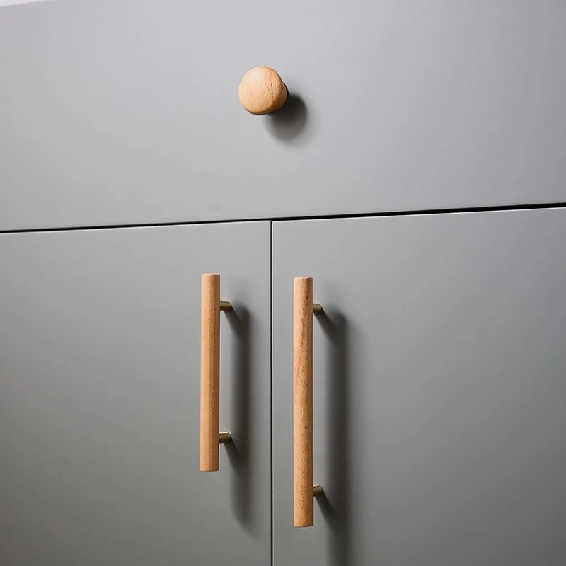 Ultimate Minimalism Handles for Furniture Brass and Beech Handles for Cabinets and Drawers Wardrobes Dresser Shoe Cabinets Pulls
