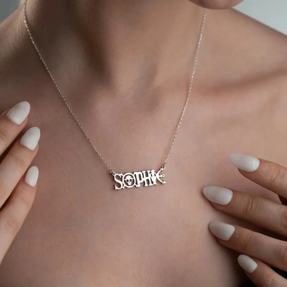 Custom pirate-themed name necklaces personalized nameplate nautical necklaces stainless steel maritime jewelry travel souvenirs