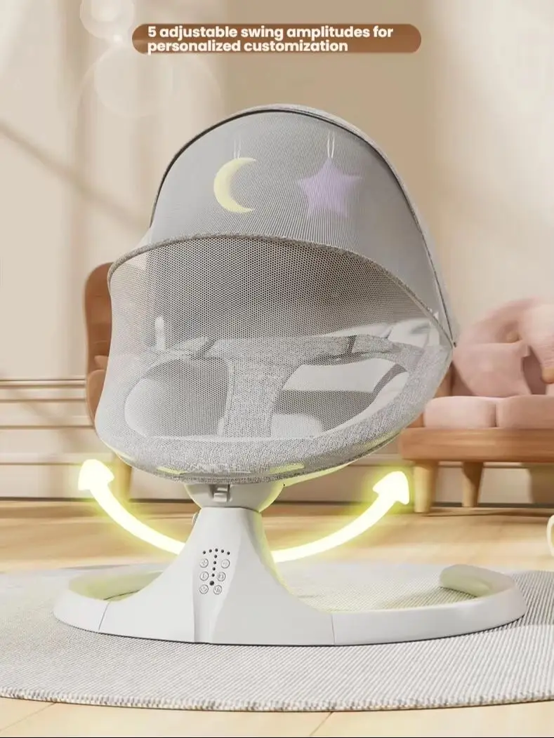 Elektrische Babywippe, Intelligente Babywippe und Babyschaukel mit Bluetooth-Musik, Automatische 5-Gang-Bewegung, Beruhigender Schlafpod, Bionische Ergonomische Neugeborenen-Wiege mit Faltbarem