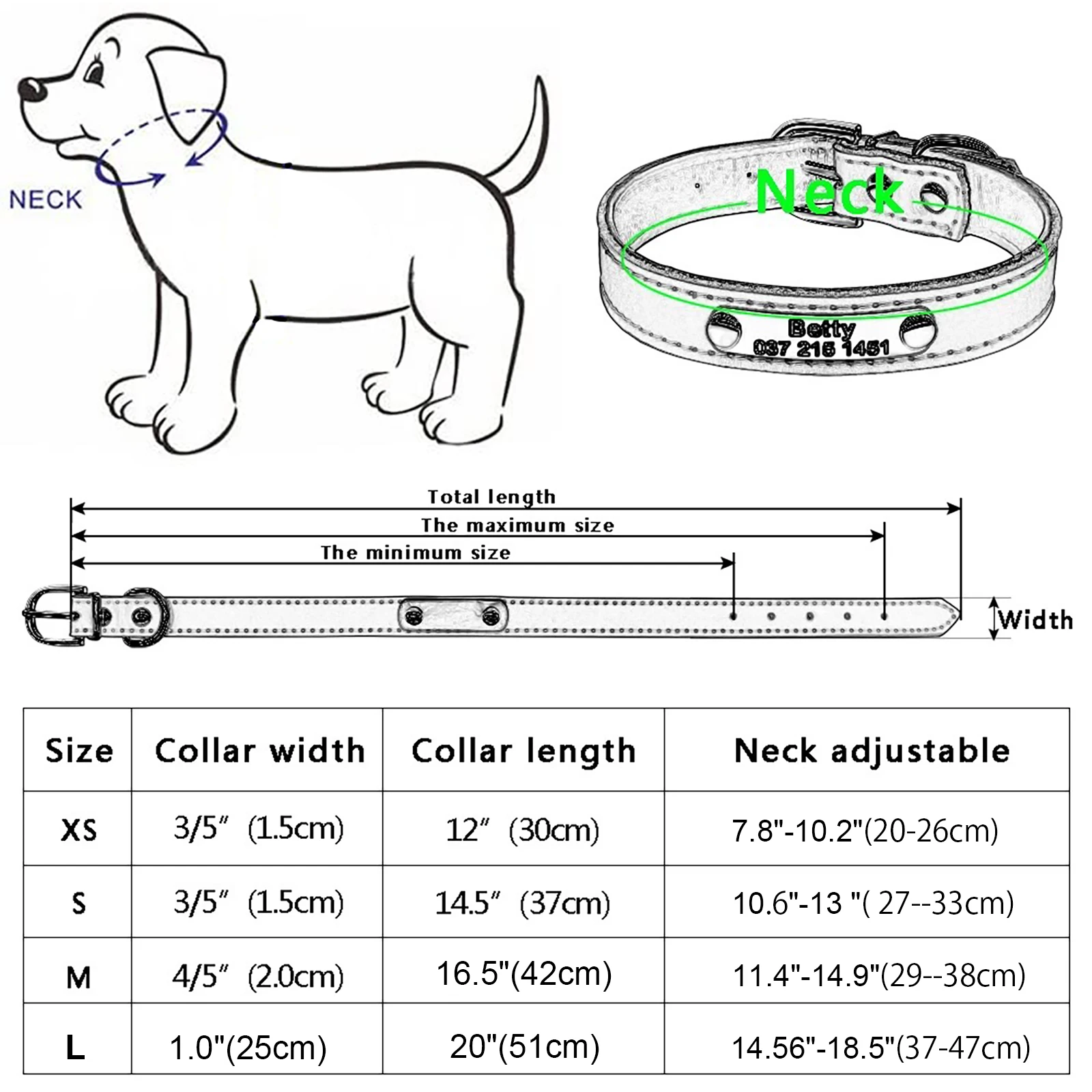 Collar de perro acolchado de cuero personalizado, placa de identificación con grabado gratis, collares para mascotas para perros pequeños y medianos